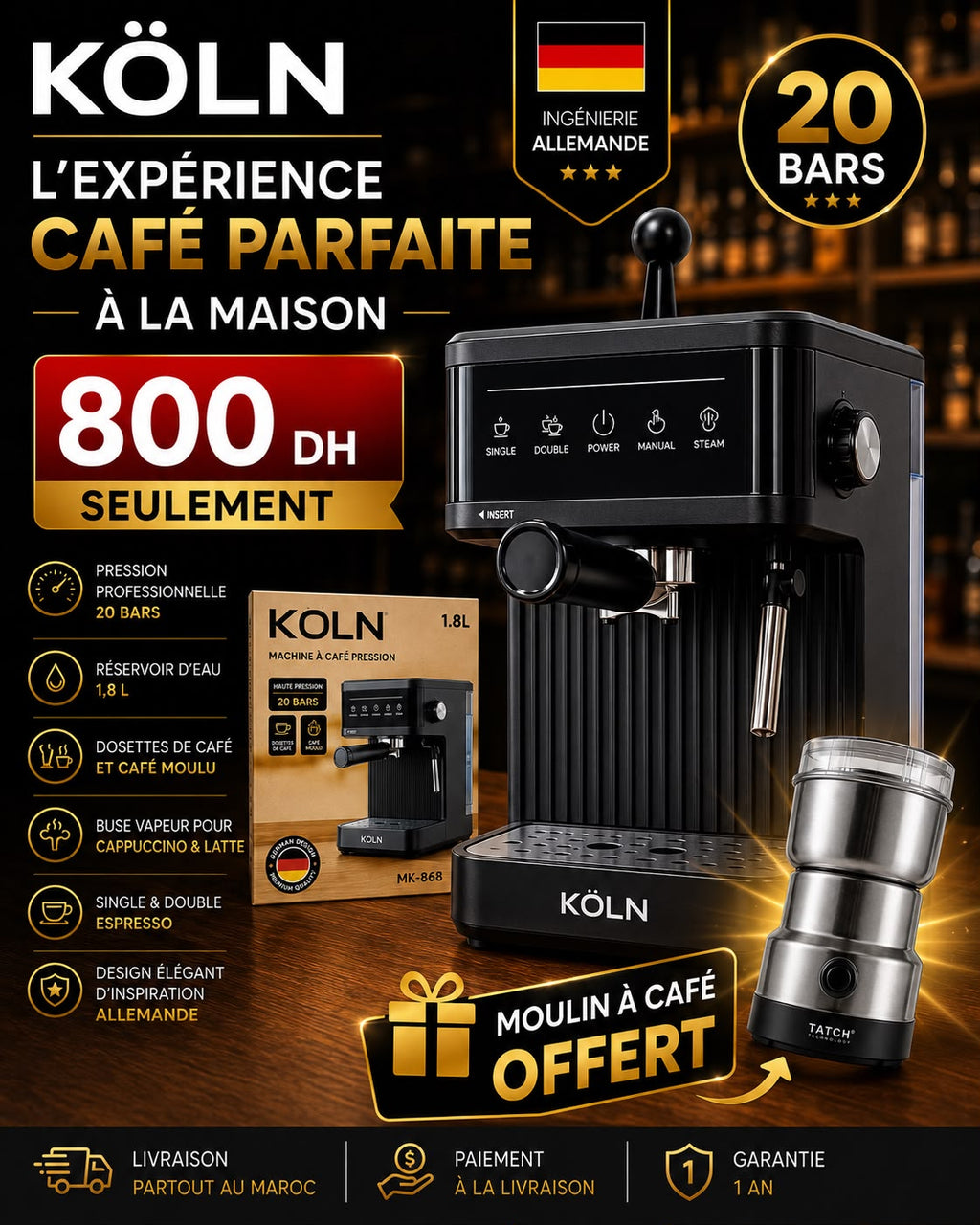 MEDAYA Koln Tactile – Machine Espresso Professionnelle | ماكينة إسبريسو كولن الاحترافية