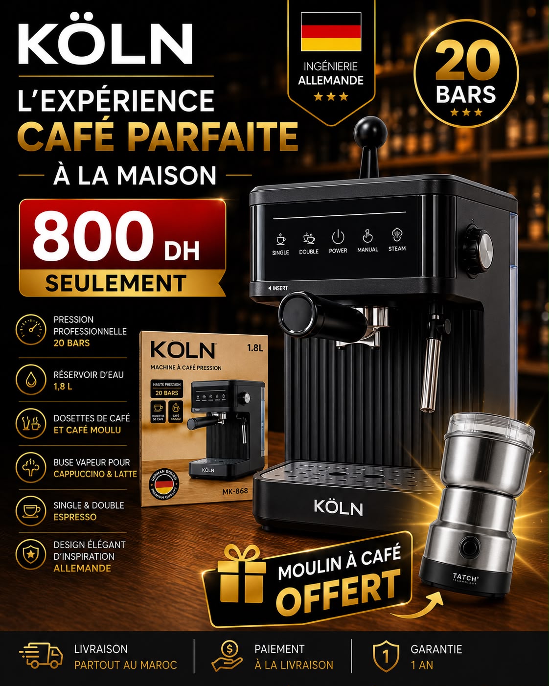 MEDAYA Koln Tactile – Machine Espresso Professionnelle | ماكينة إسبريسو كولن الاحترافية