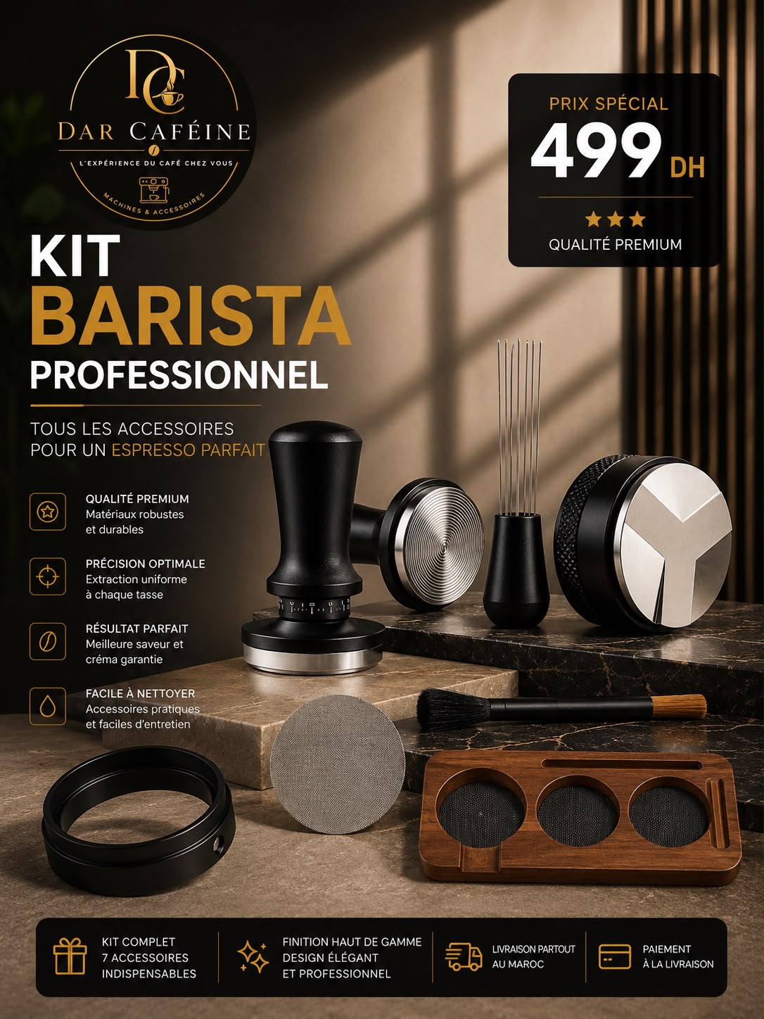 Kit Barista Professionnel MEDAYA – 7 Accessoires Espresso | طقم باريستا احترافي MEDAYA – 7 ملحقات
